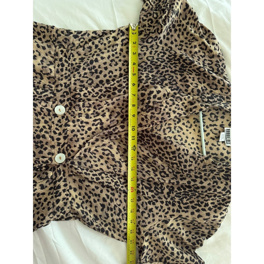 Vintage Robbie Bee 100% Silk Leopard Print Midi Dress Brown Tan Wrap Size 14 - Picture 5 of 7